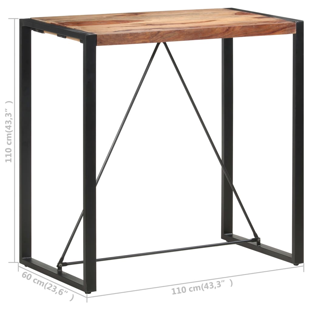 vidaXL Barska miza 110x60x110 cm iz trdnega palisandra