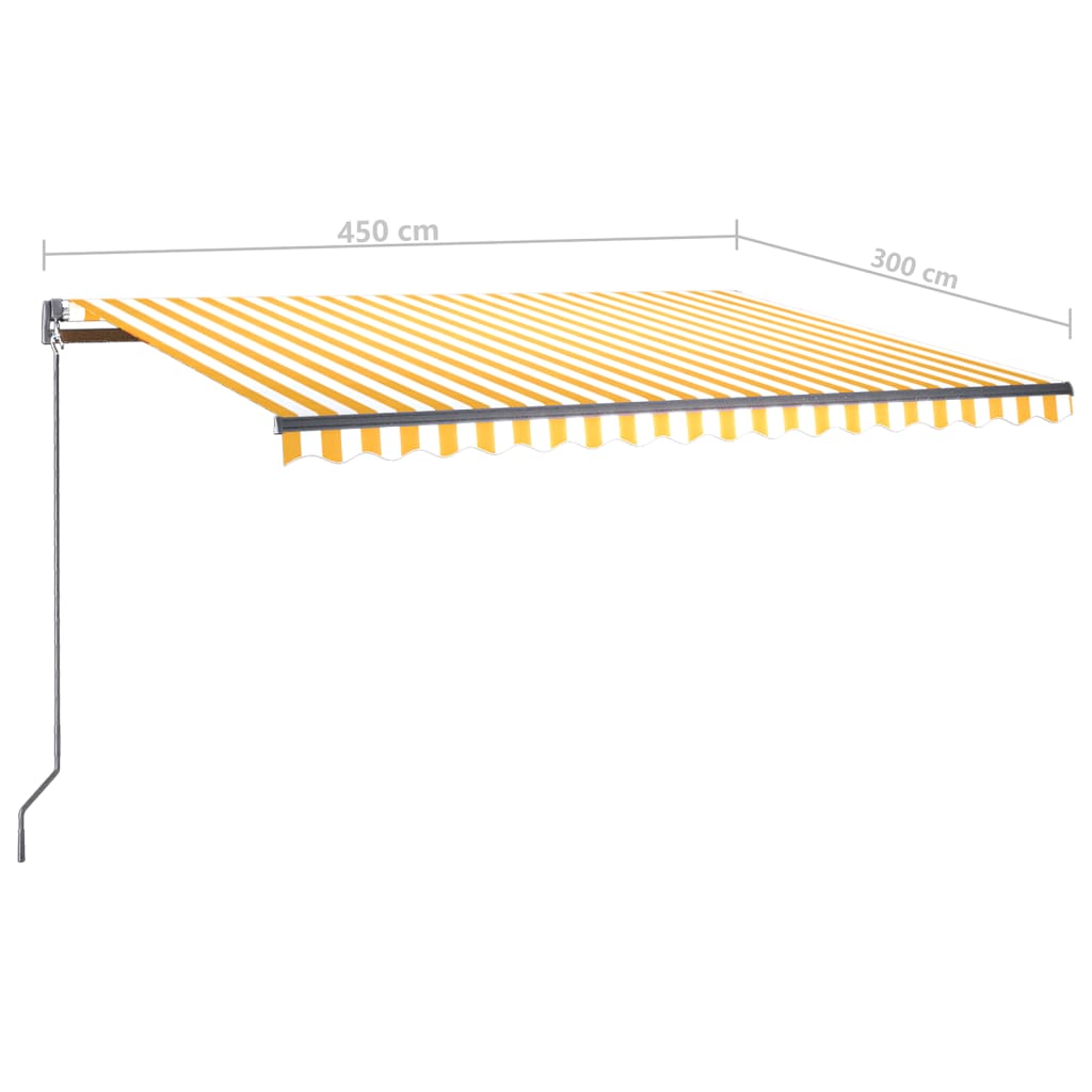 vidaXL Avtomatska tenda LED + senzor 450x300 cm rumena/bela