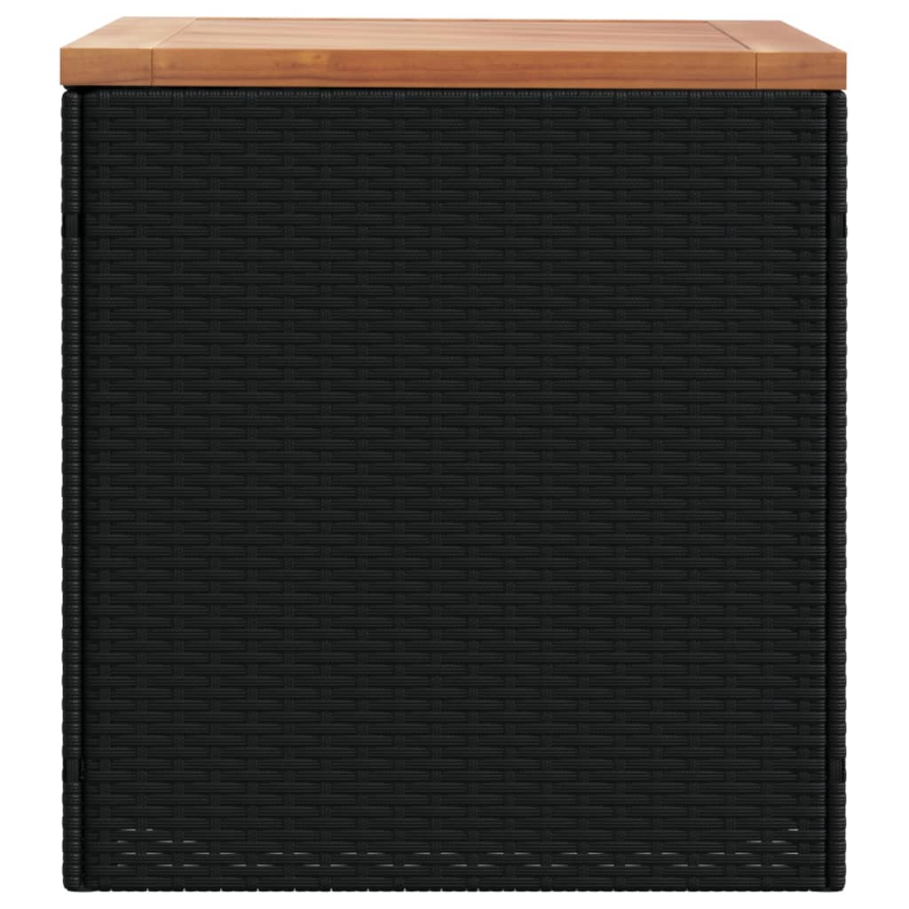 vidaXL Vrtna škatla za shranjevanje črna 110x50x54 cm PE ratan akacija
