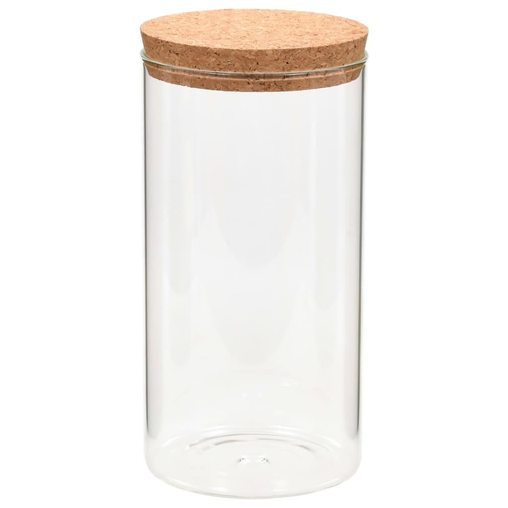 vidaXL Stekleni kozarci s pokrovi iz plute 6 kosov 1100 ml