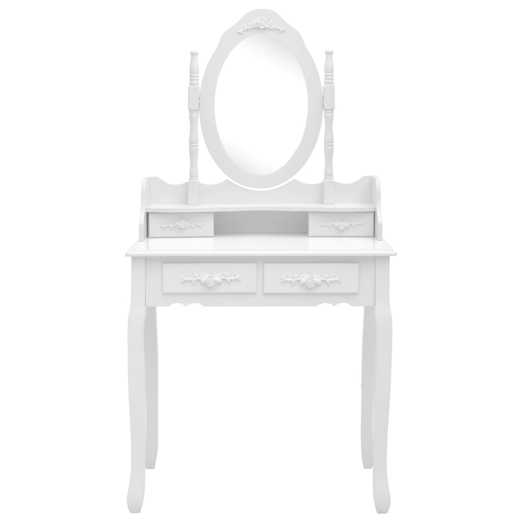 vidaXL Mizica za ličenje s stolčkom bela 75x69x140 cm les pavlovnije