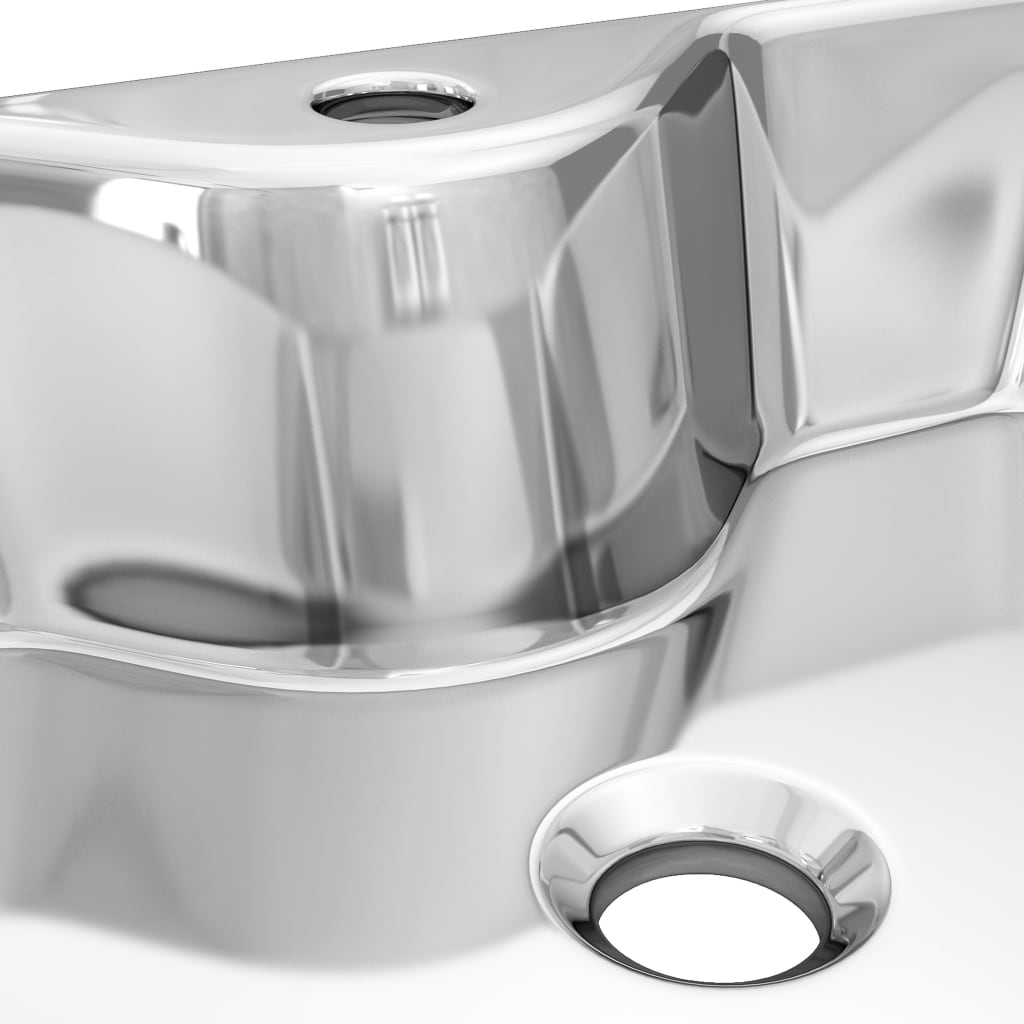 vidaXL Umivalnik z odprtino za pipo 48x37x13,5 cm keramičen srebrn