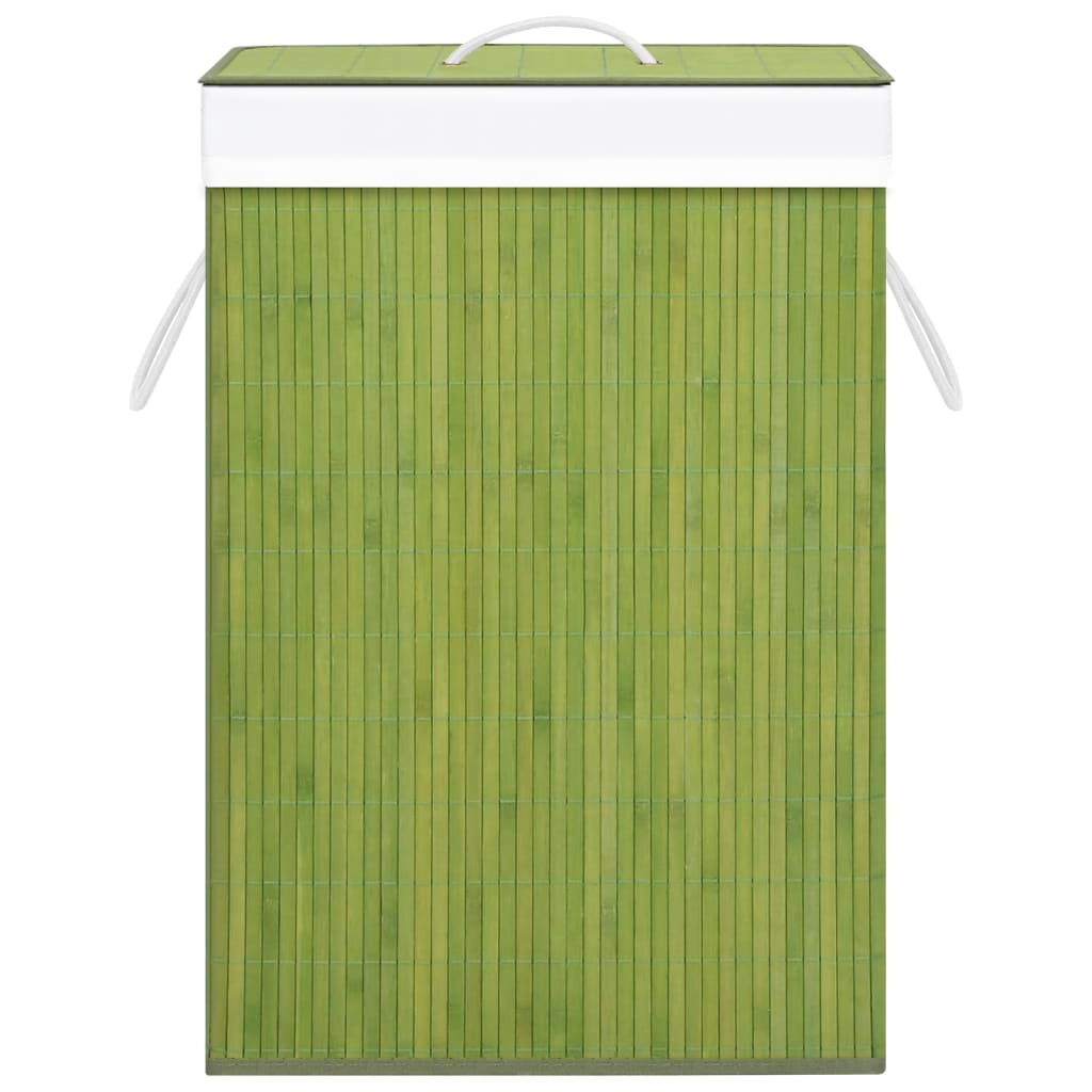 vidaXL Košara za perilo iz bambusa 2-delna zelena 72 L