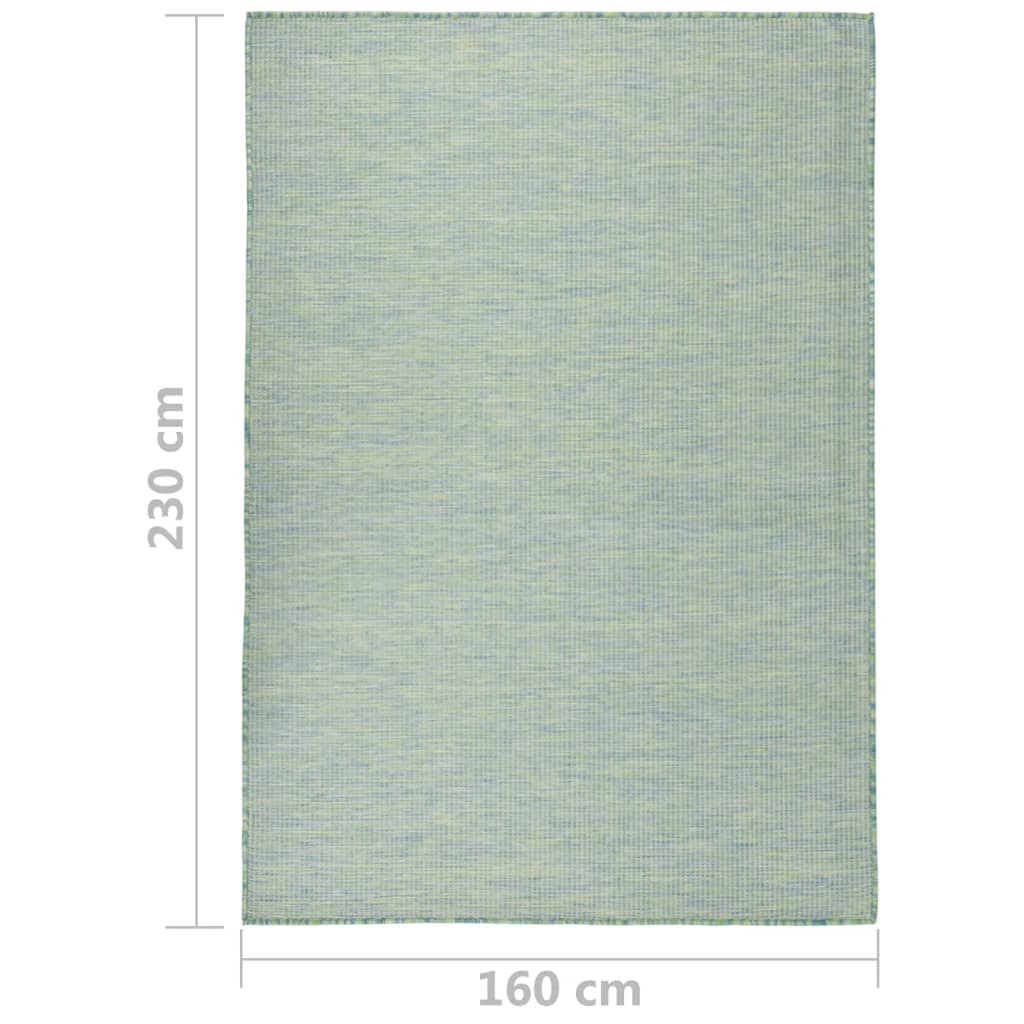 vidaXL Zunanja preproga ploščato tkanje 160x230 cm turkizna
