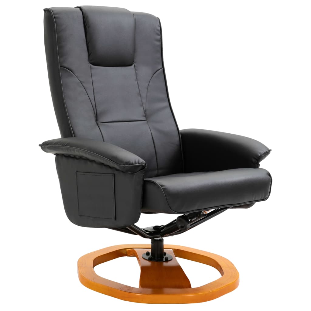 vidaXL Vrtljiv TV fotelj s stolčkom za noge umetno usnje črn