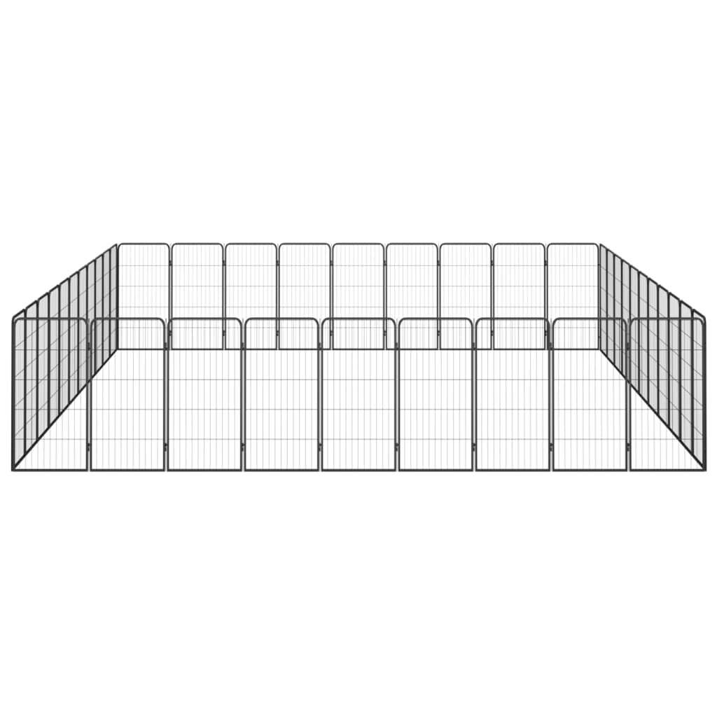 vidaXL Pasja ograda s 40 paneli črna 50x100 cm prašno barvano jeklo