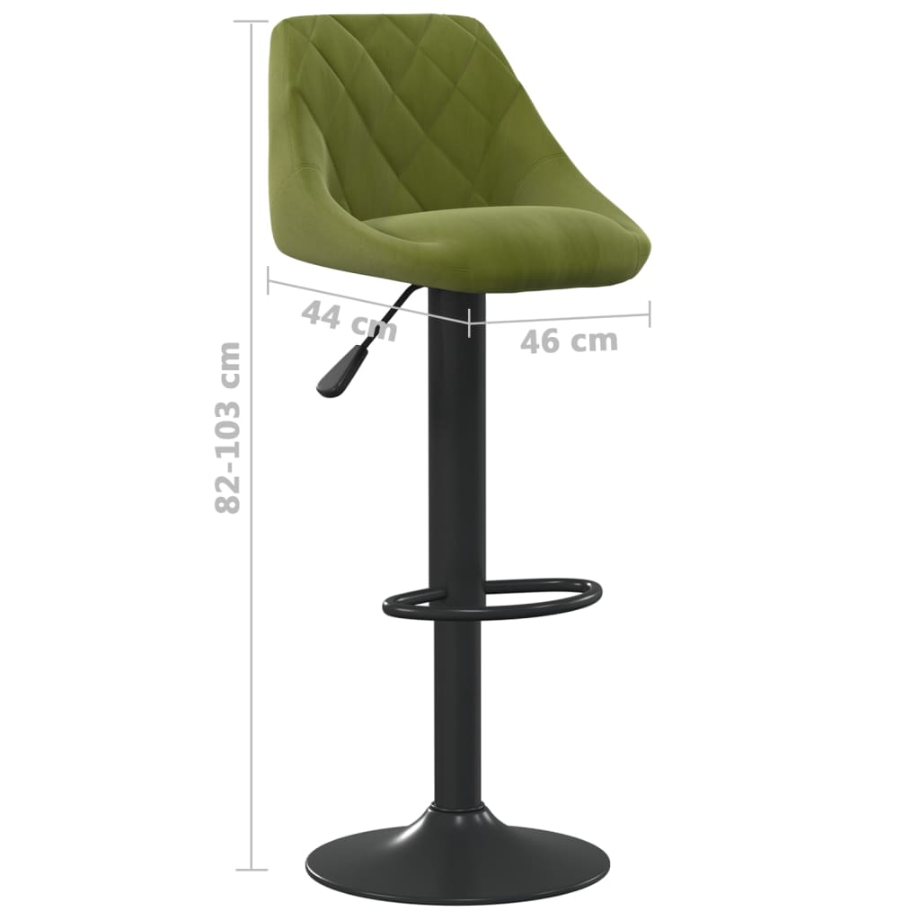 vidaXL Barski stolčki 2 kosa svetlo zelen žamet