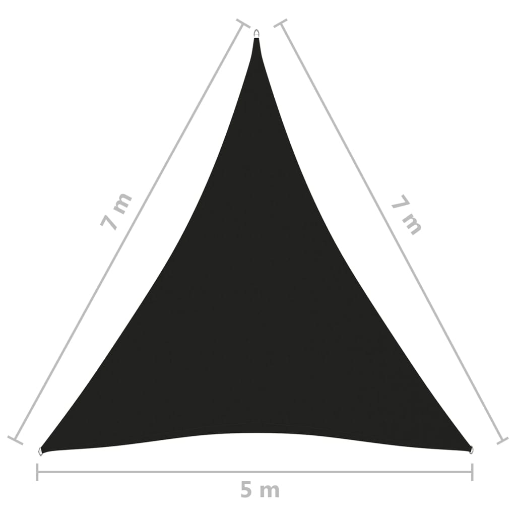 vidaXL Senčno jadro oksford blago trikotno 5x7x7 m črno