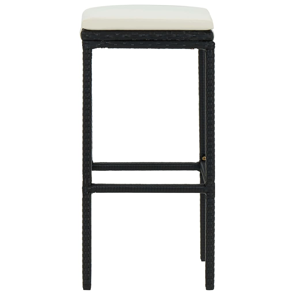 vidaXL Barski stolčki z blazinami 4 kosi črn poli ratan