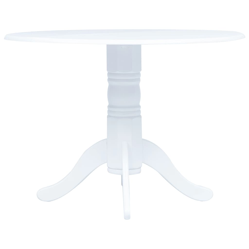 vidaXL Jedilna miza bela 106 cm iz trdnega kavčukovca