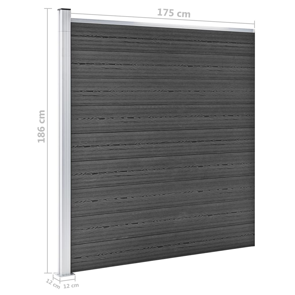 vidaXL Komplet ograjnih panelov WPC 872x186 cm črn