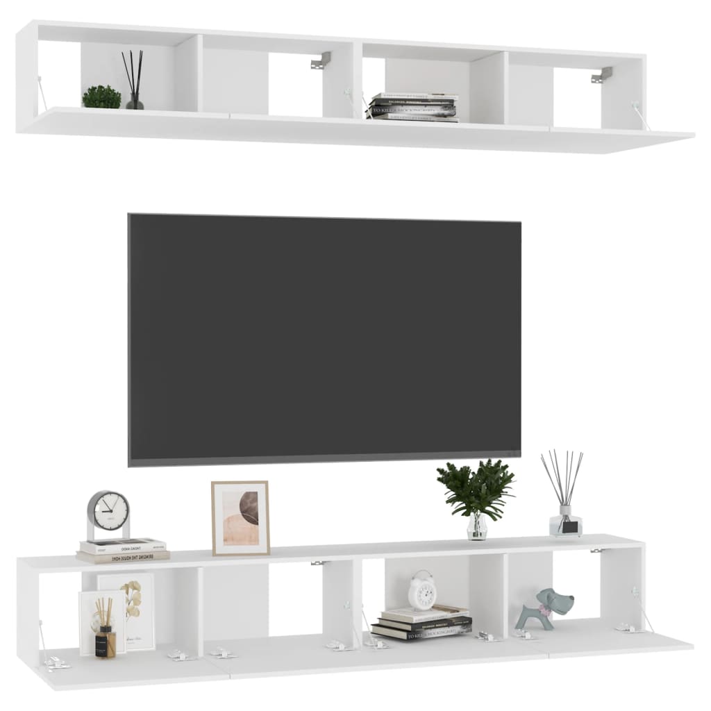 vidaXL TV omarice 4 kosi bele 100x30x30 cm iverna plošča
