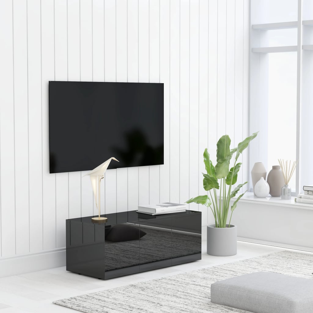 vidaXL TV omarica visok sijaj črna 80x34x30 cm iverna plošča
