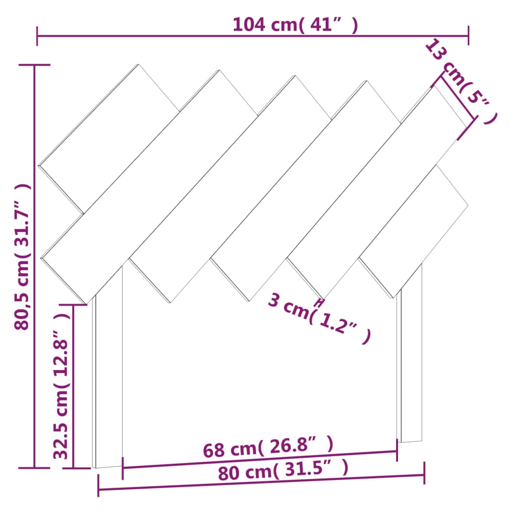 vidaXL Posteljno vzglavje 104x3x80,5 cm trdna borovina