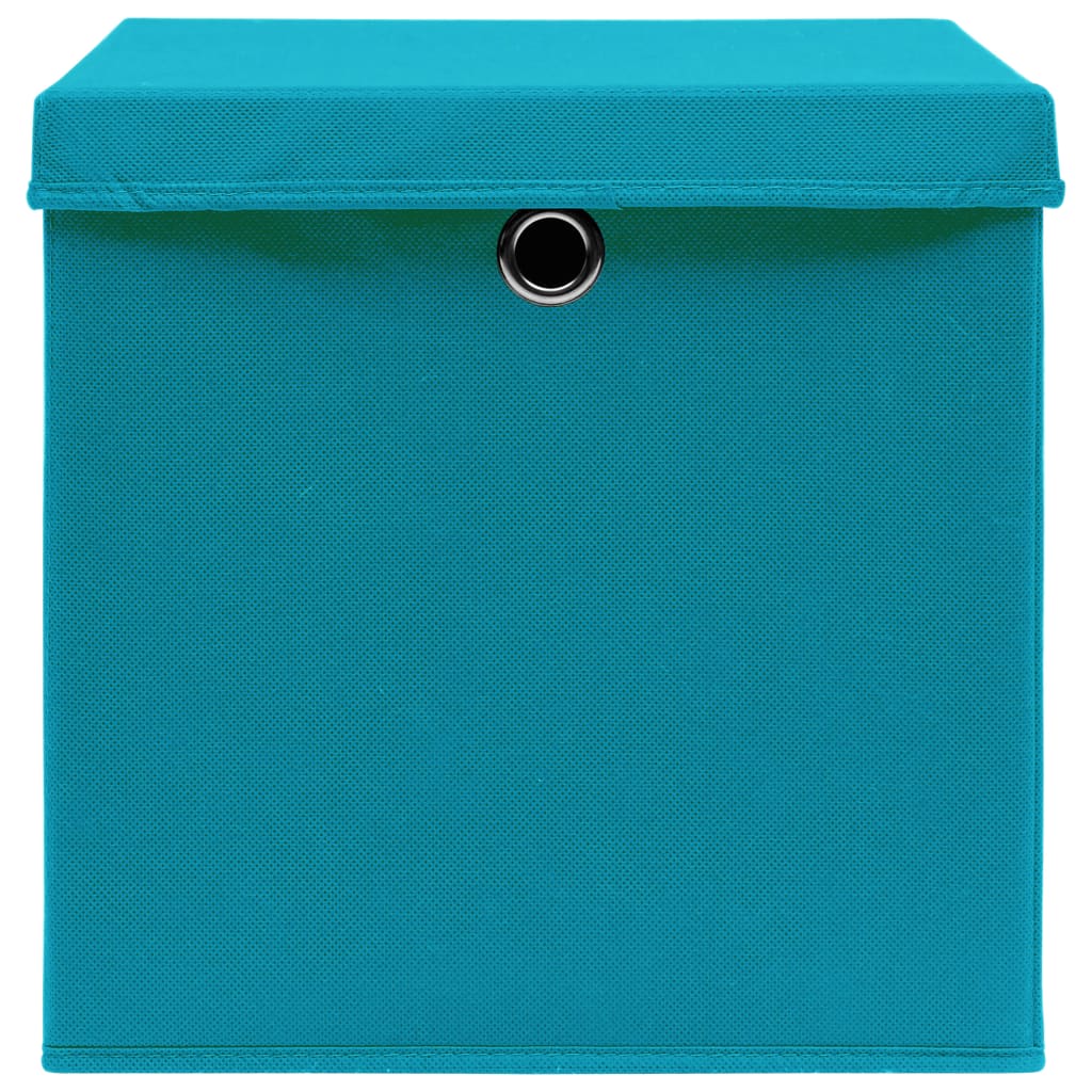 vidaXL Škatle s pokrovi 10 kosov 28x28x28 cm baby modre