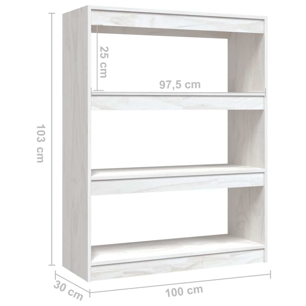 vidaXL Knjižna omara za razdelitev prostora bela 100x30x103 cm