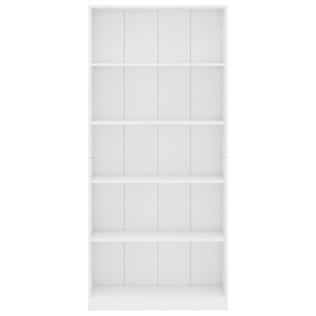 vidaXL Knjižna omara 5-nadstropna bela 80x24x175 cm iverna plošča