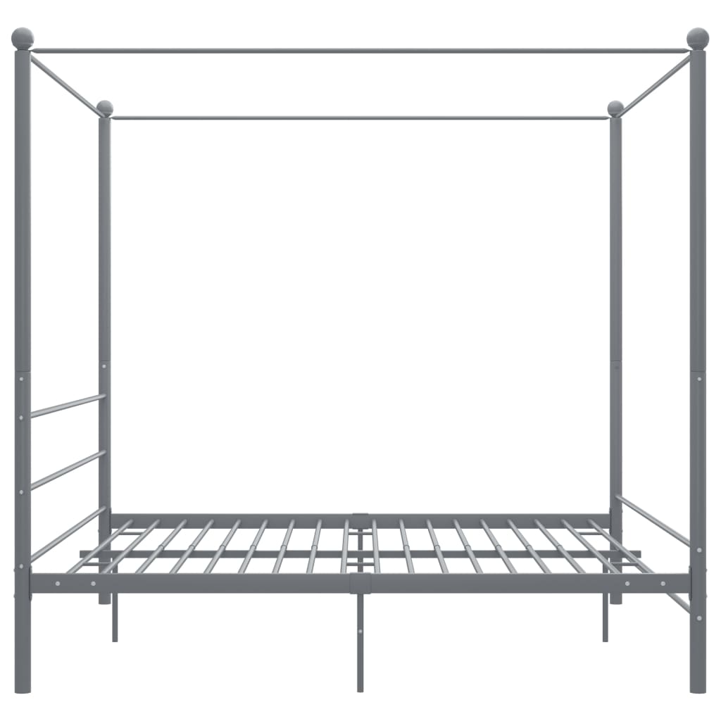 vidaXL Posteljni okvir z ogrodjem za baldahin siv kovinski 200x200 cm