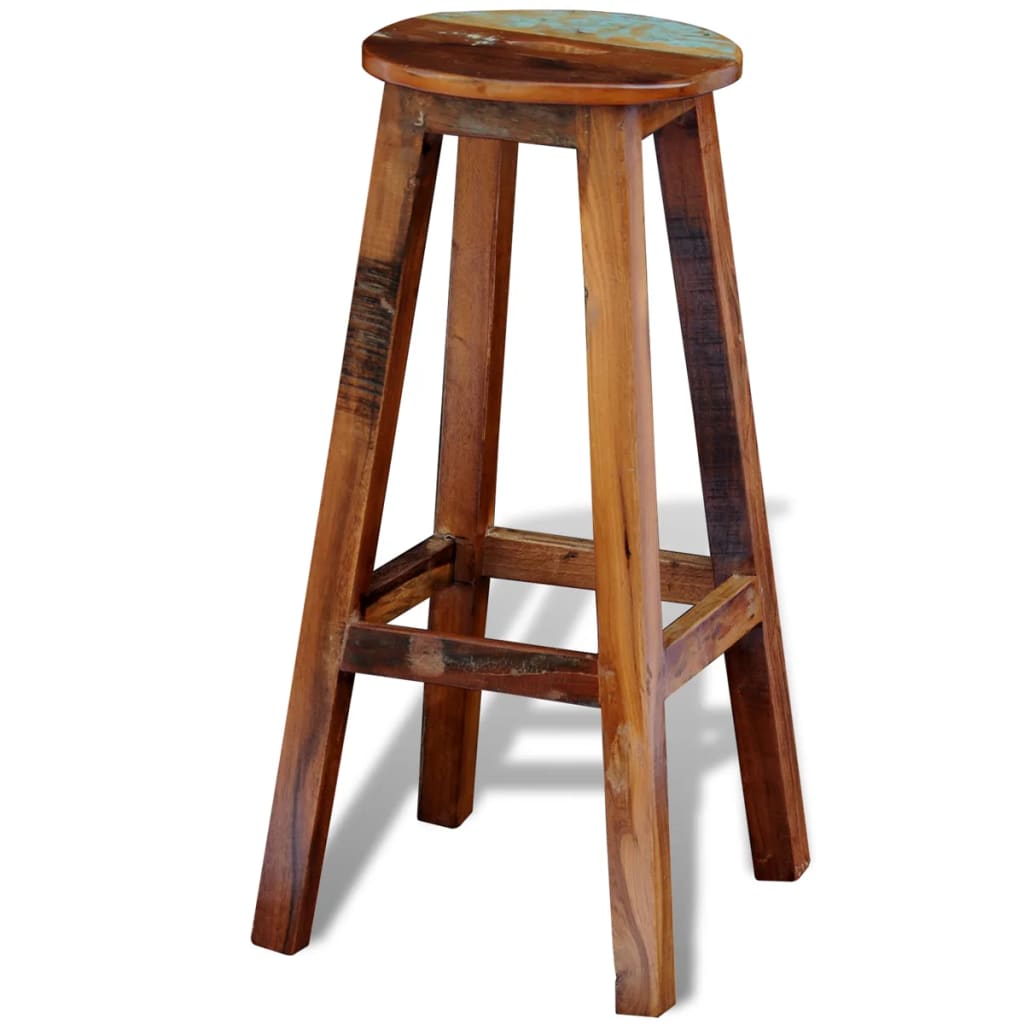 vidaXL Barski stolček iz trdnega predelanega lesa