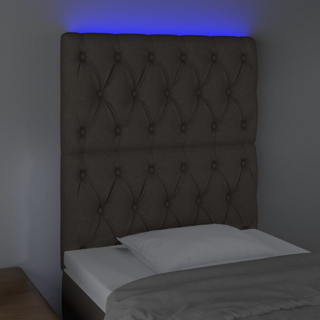 vidaXL LED posteljno vzglavje taupe 80x7x118/128 cm blago