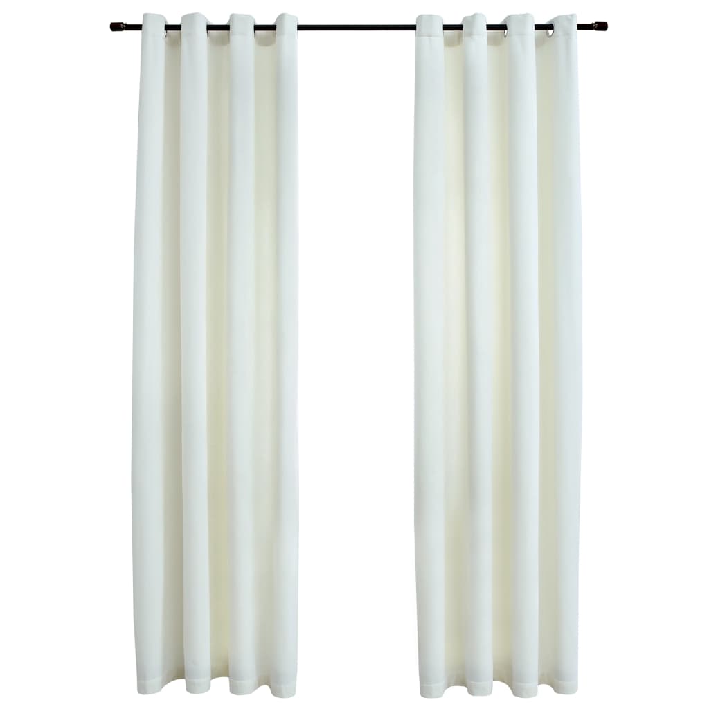 vidaXL Zatemnitvene zavese z obročki 2 kosa žamet krem 140x245 cm