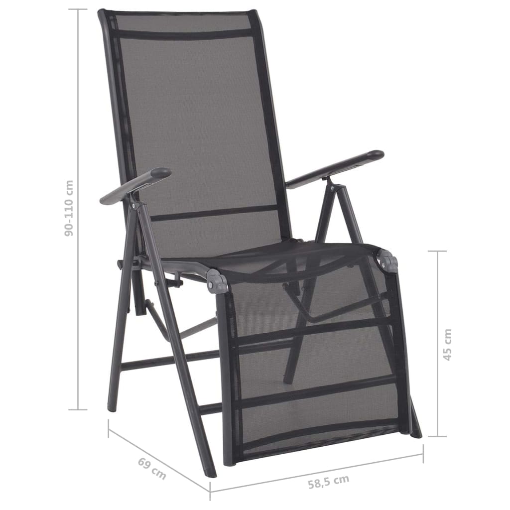 vidaXL Nastavljiv stol aluminij in tekstilen črn