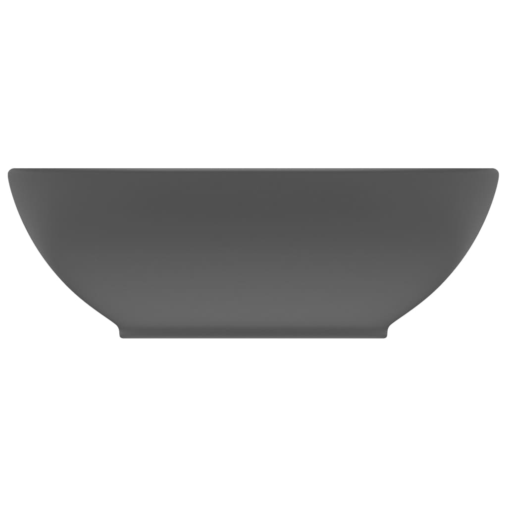vidaXL Razkošen umivalnik ovalen mat temno siv 40x33 cm keramičen