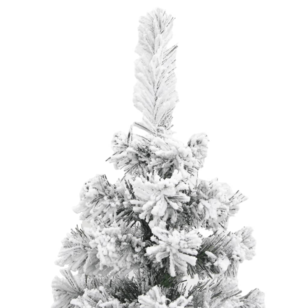 vidaXL Ozka umetna novoletna jelka s snegom zelena 240 cm PVC