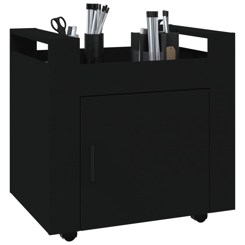 vidaXL Voziček za pisalno mizo črn 60x45x60 cm inženirski les