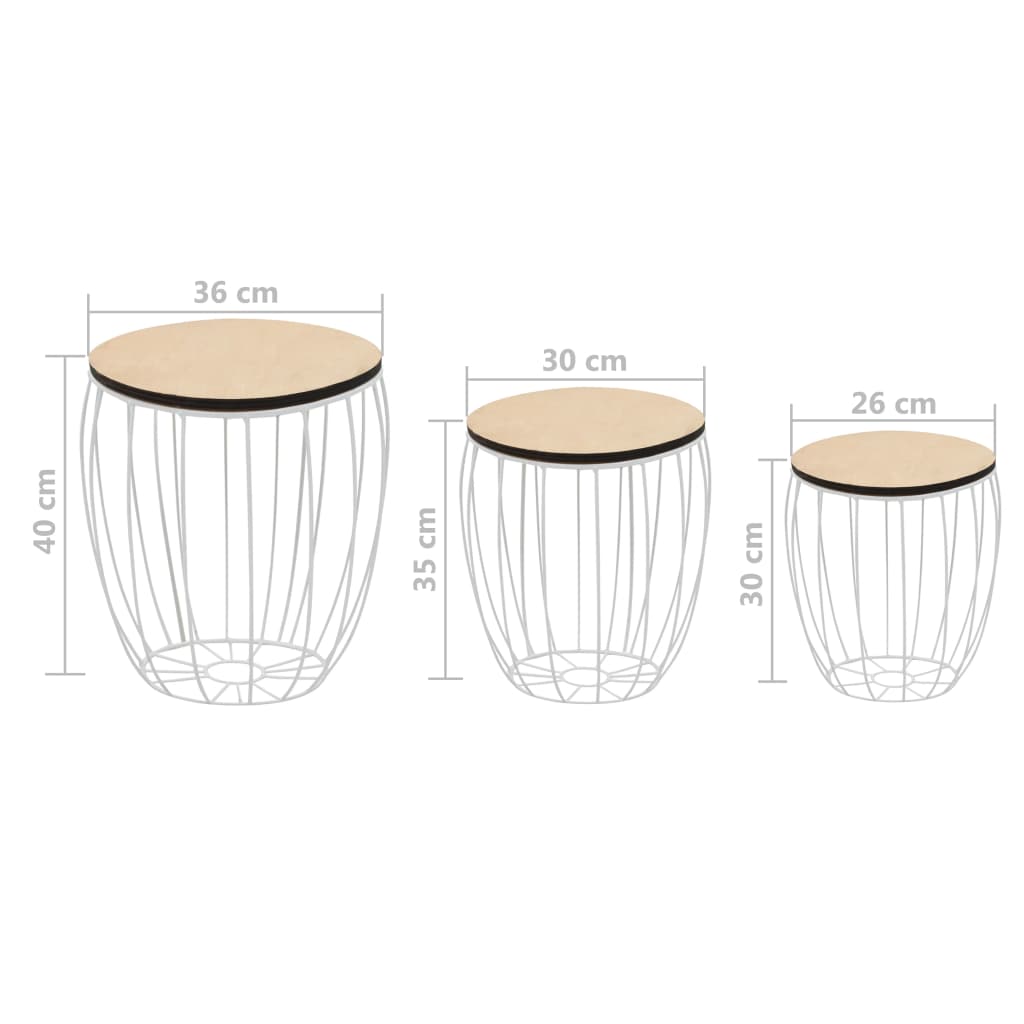 vidaXL Komplet klubskih mizic 3 kosi plošča iz topolovine in železo