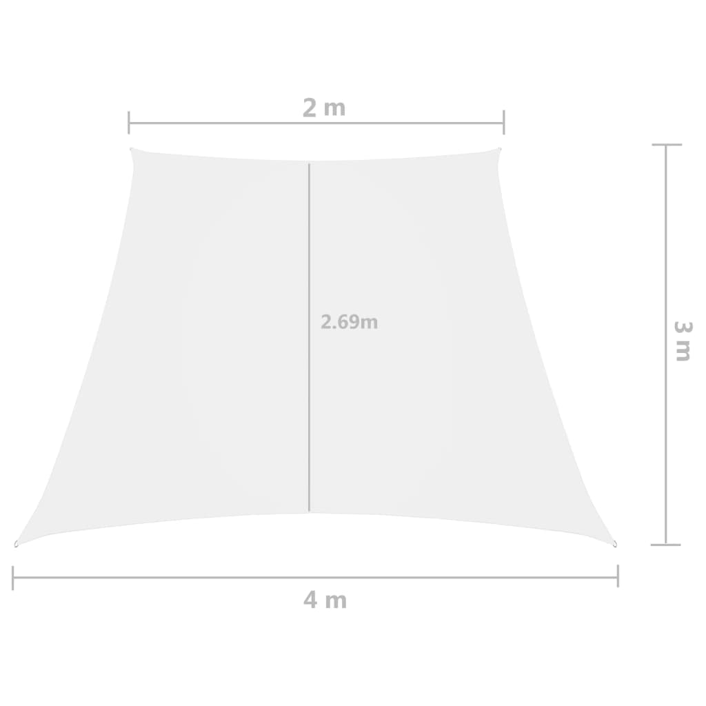 vidaXL Senčno jadro oksford blago trapez 2/4x3 m belo