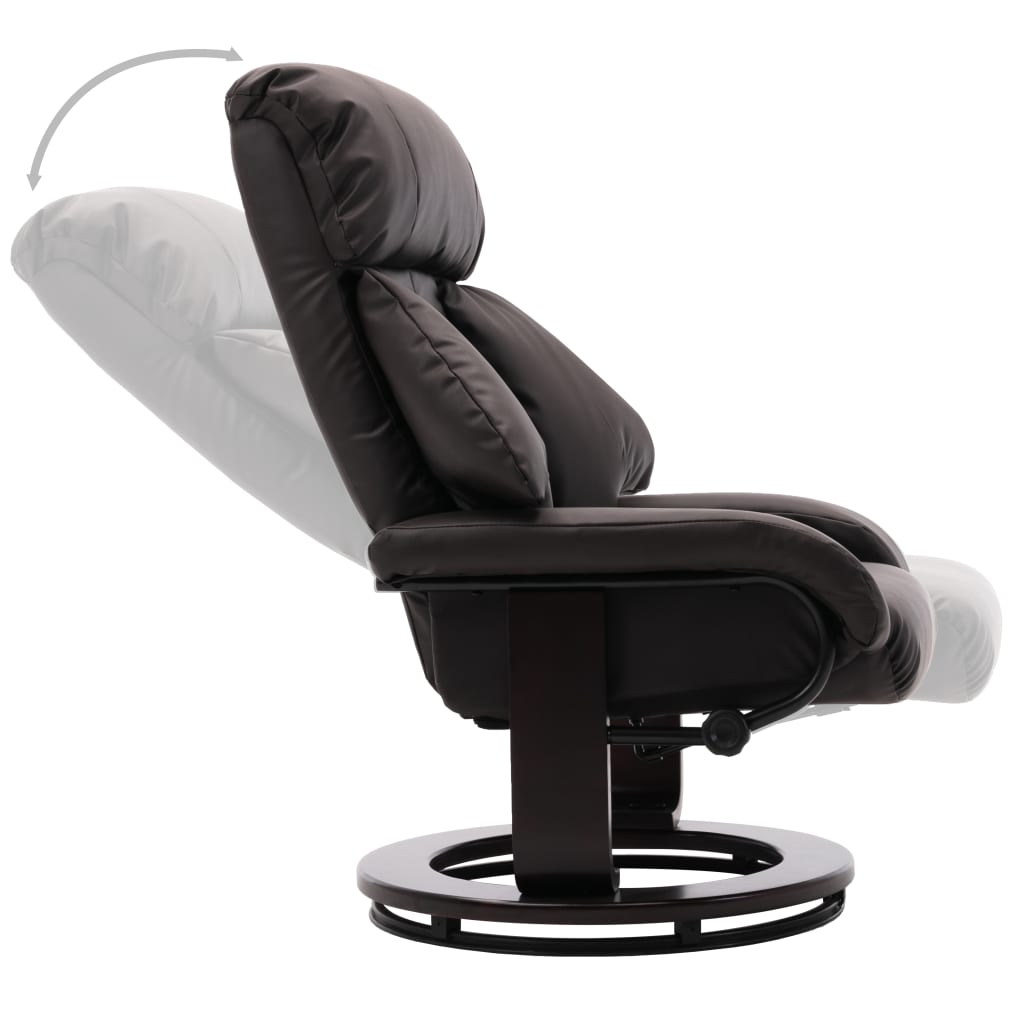vidaXL TV fotelj s stolčkom za noge rjavo umetno usnje