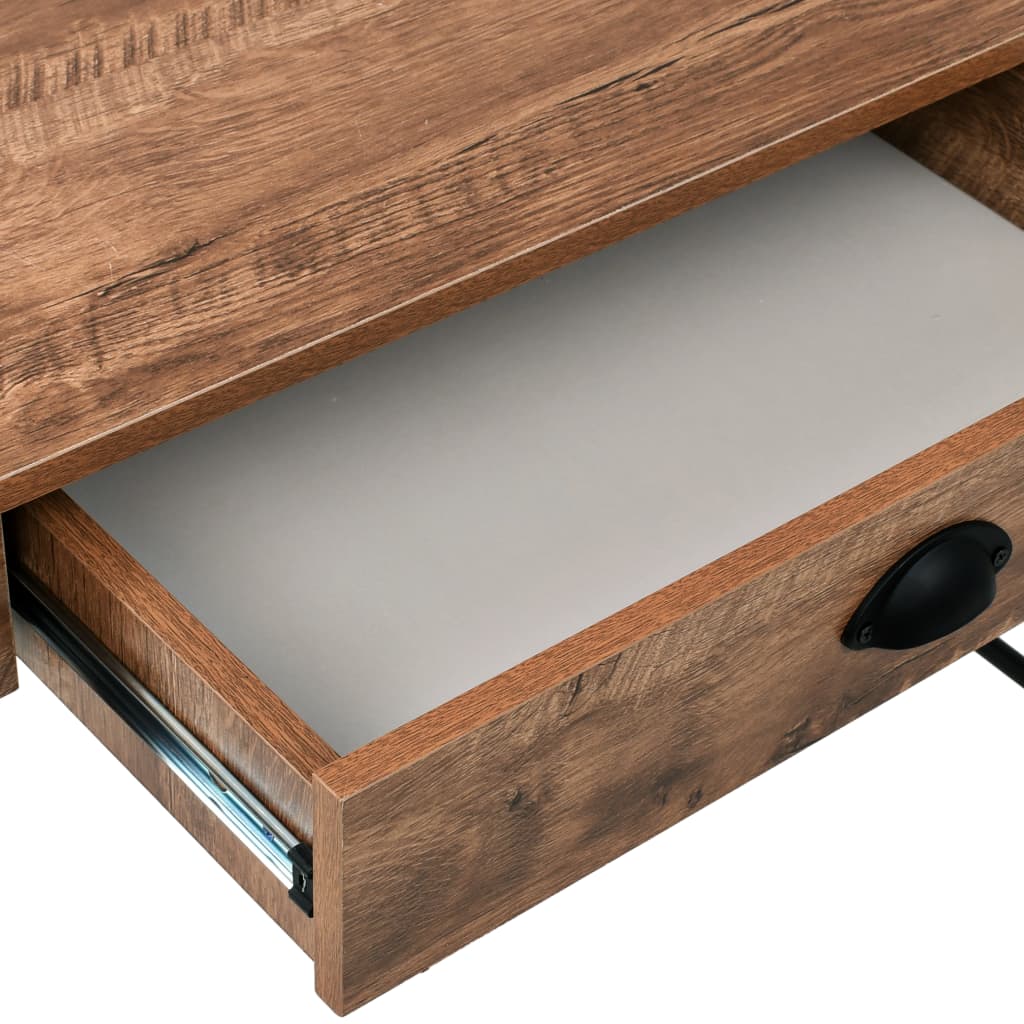 vidaXL Pisalna miza s predalom 110x55x75 cm barva hrasta