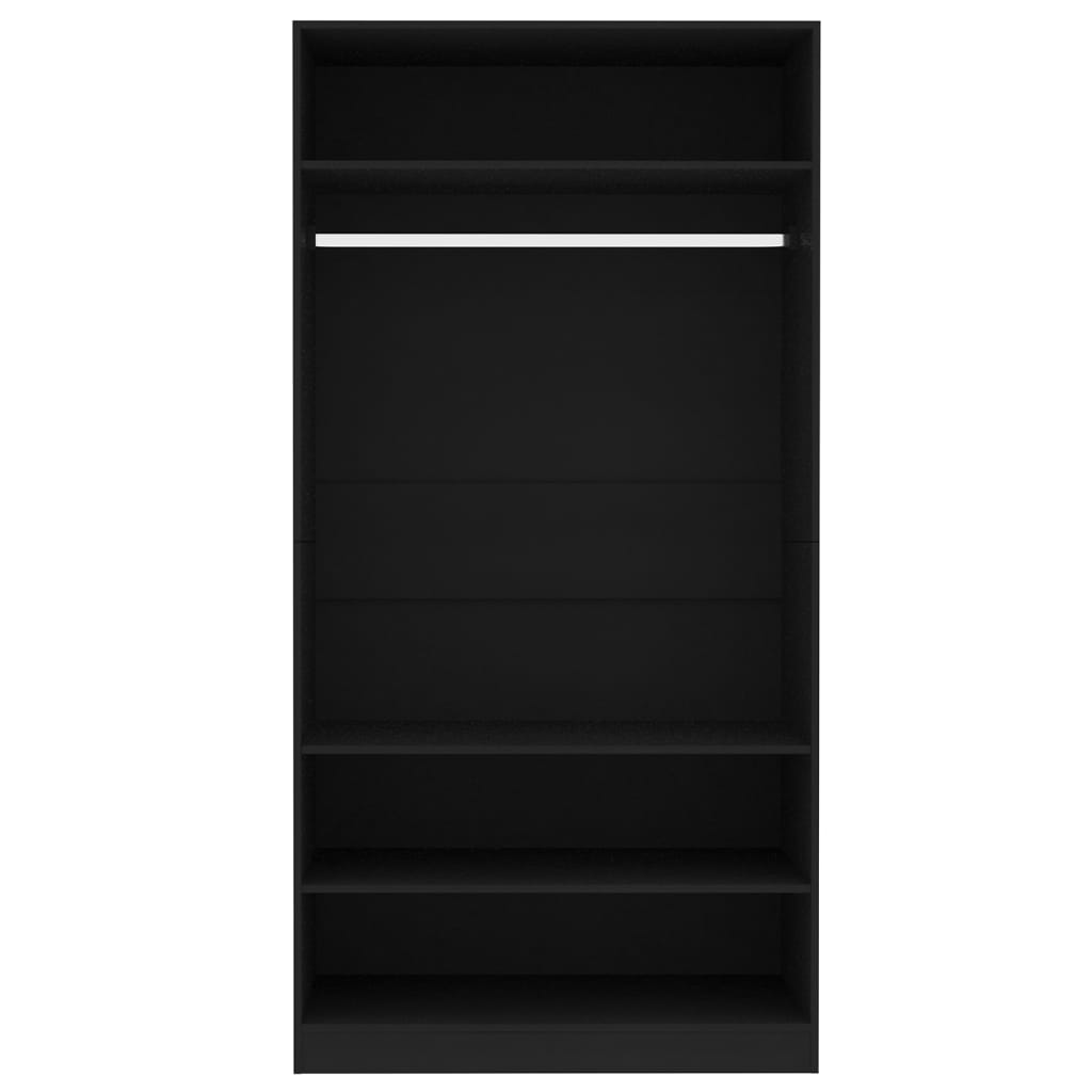 vidaXL Garderobna omara črna 100x50x200 cm iverna plošča