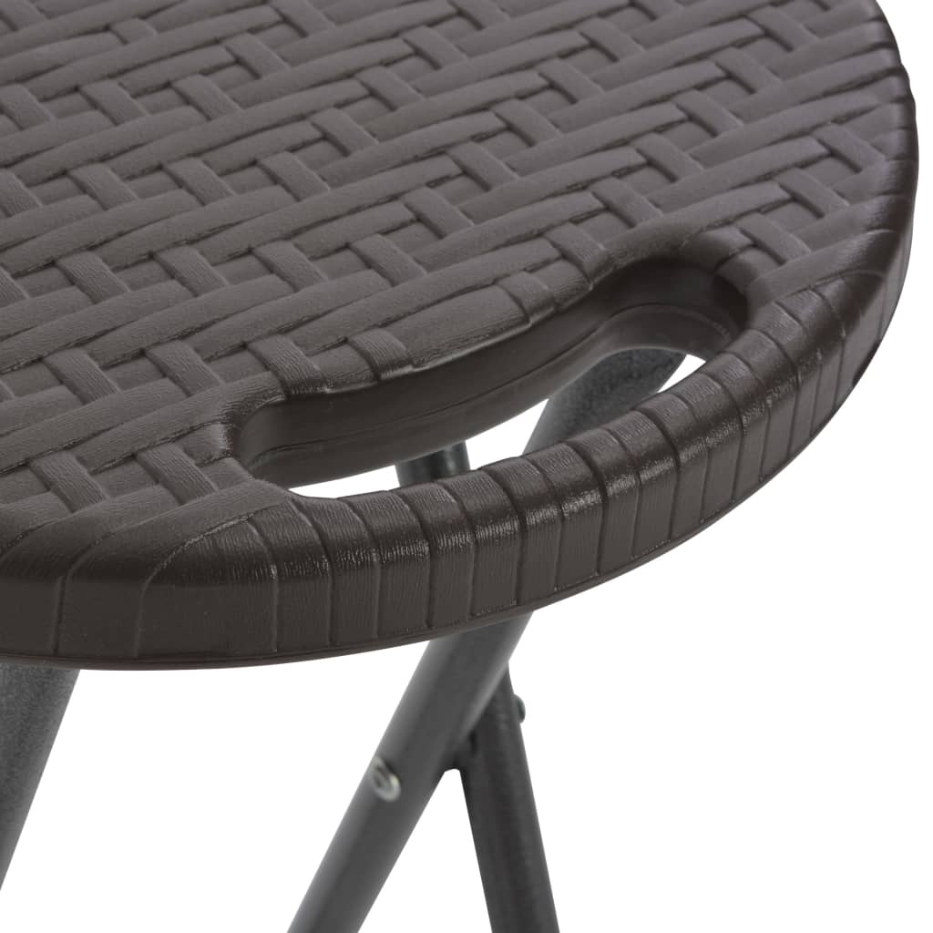 vidaXL Zložljivi barski stolčki 2 kosa HDPE + jeklo videz ratana rjavi