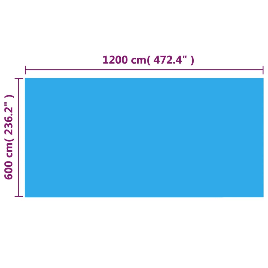 vidaXL Pravokotno pokrivalo za bazen 1200x600 cm PE modro