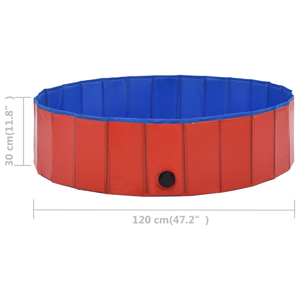 vidaXL Zložljiv bazen za pse rdeč 120x30 cm PVC