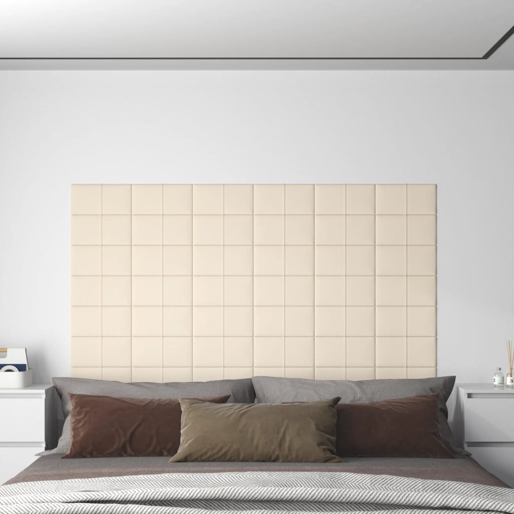vidaXL Stenski paneli 12 kosov krem 30x15 cm žamet 0,54 m²