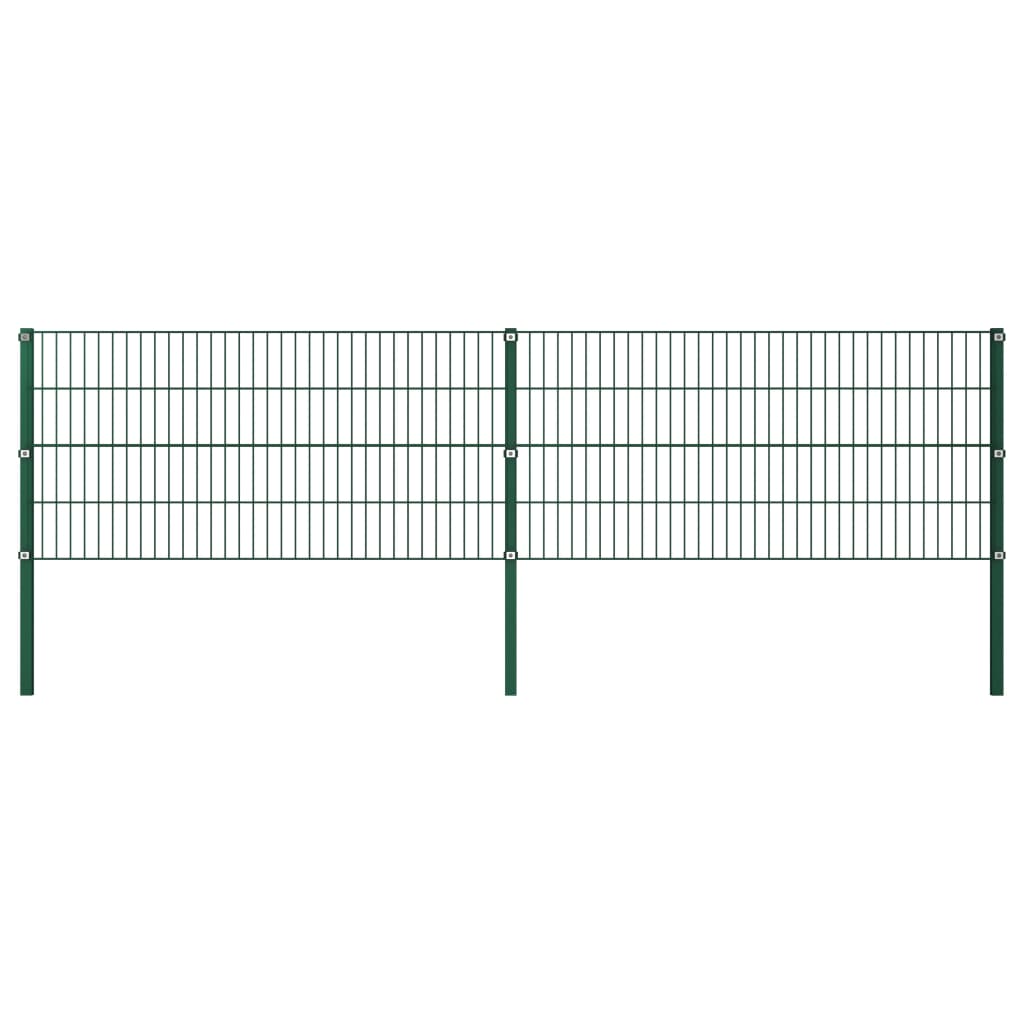 vidaXL Ograjni paneli s stebrički železo 3,4x0,8 m zeleni