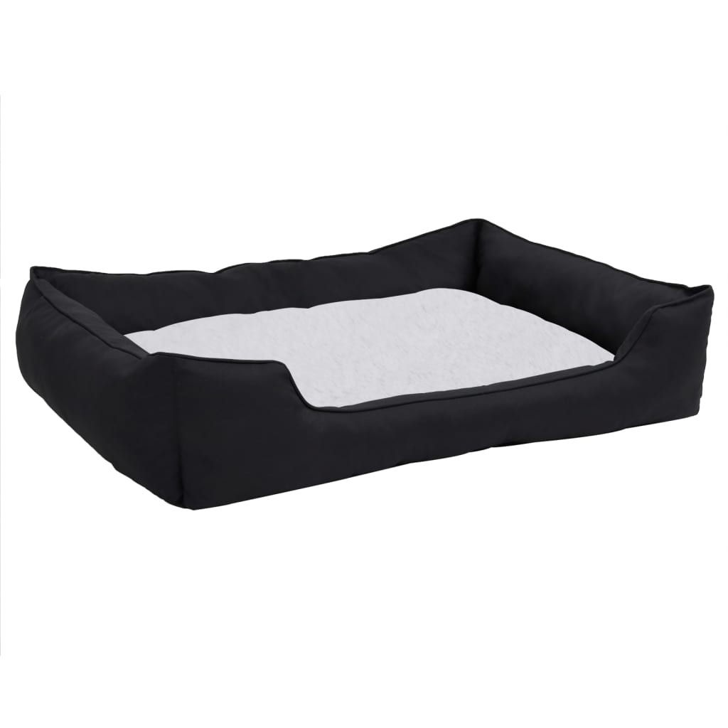 vidaXL Pasja postelja črna in bela 85,5x70x23 cm videz platna flis