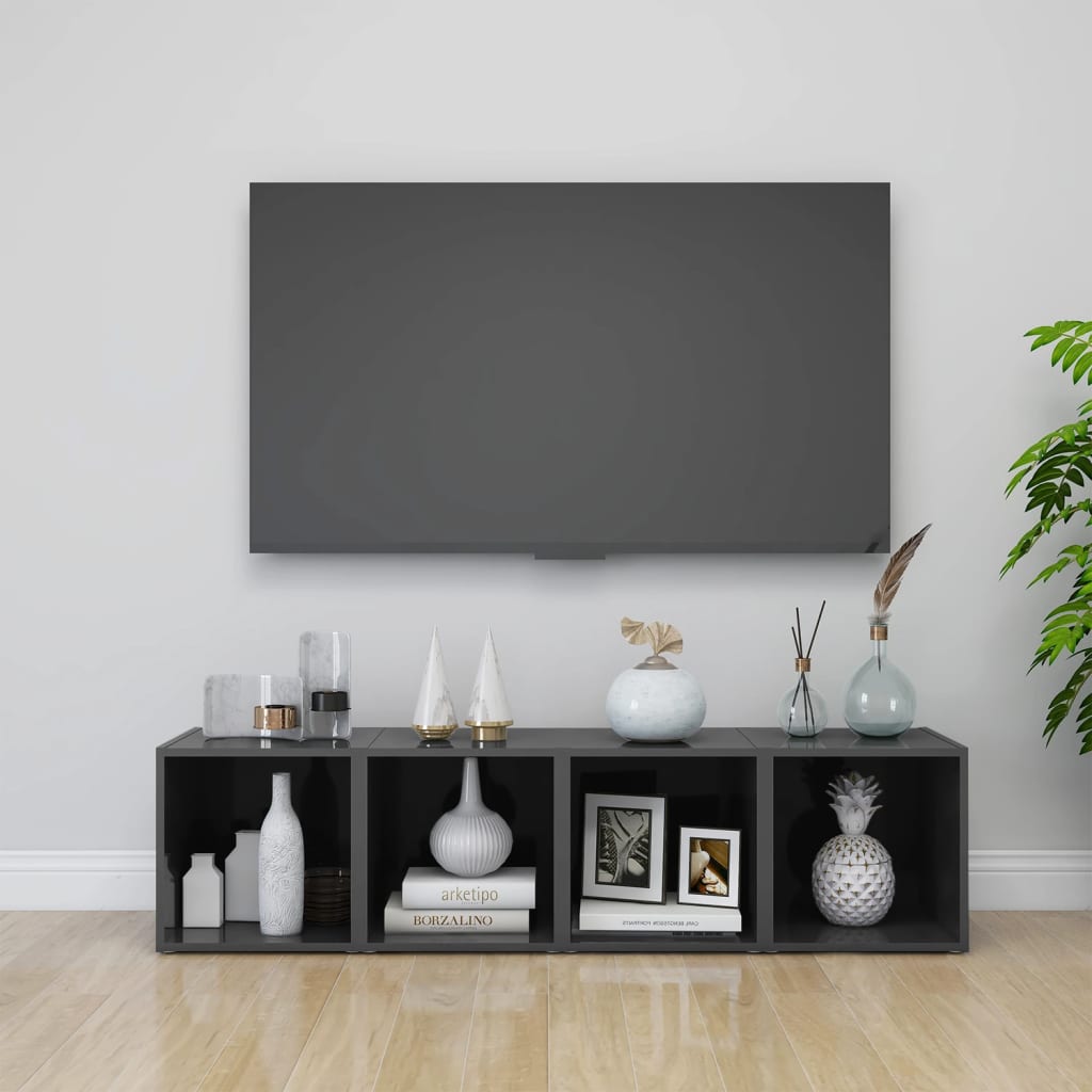 vidaXL TV omarice 2 kosa visok sijaj sive 37x35x37 cm iverna plošča