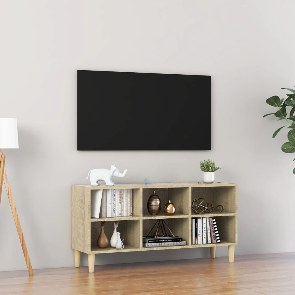 vidaXL TV omarica z lesenimi nogami sonoma hrast 103,5x30x50cm