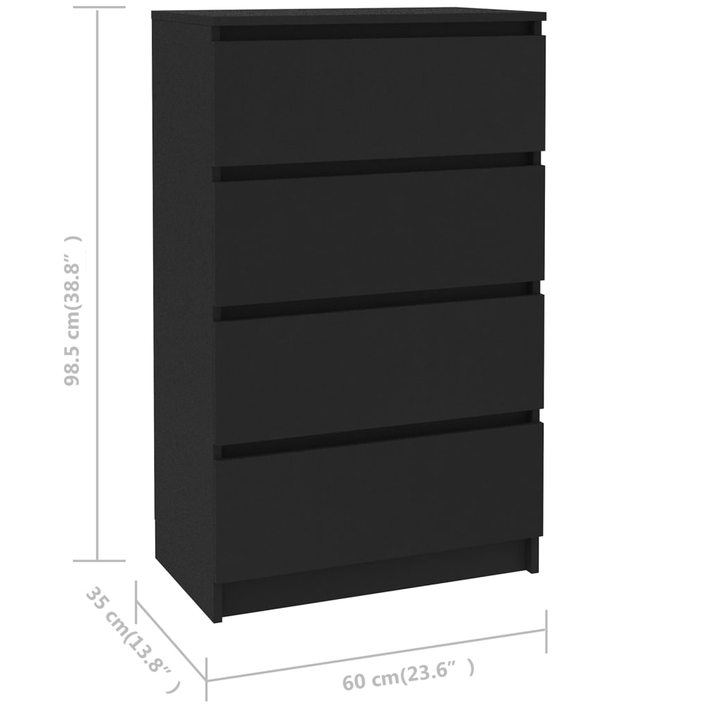 vidaXL Komoda črna 60x35x98,5 cm iverna plošča