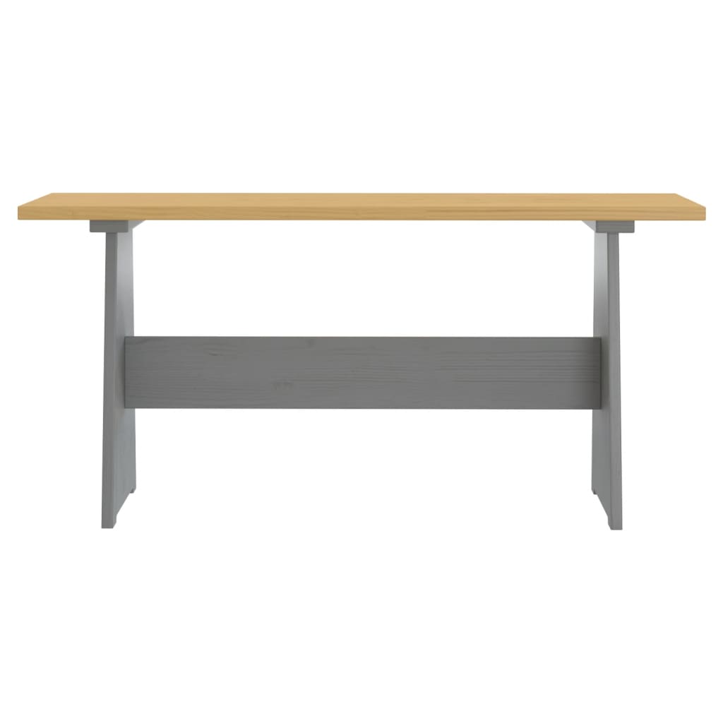 vidaXL Jedilna miza s klopjo medeno rjava in siva trdna borovina