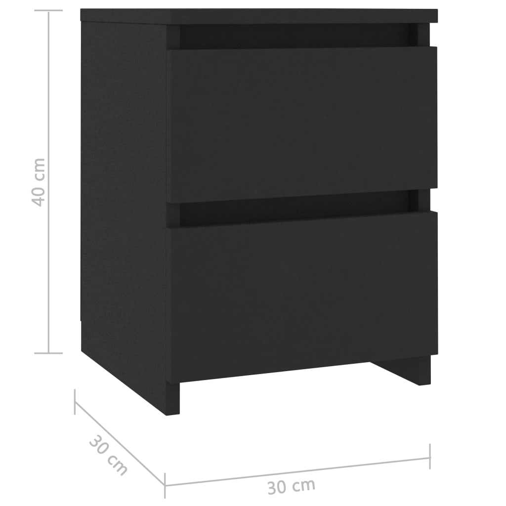 vidaXL Nočne omarice 2 kosa črne 30x30x40 cm iverna plošča