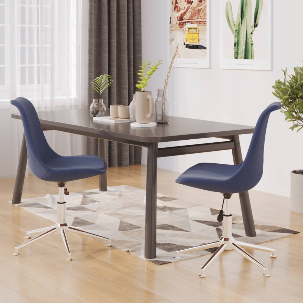 vidaXL Vrtljivi jedilni stoli 2 kosa modro blago