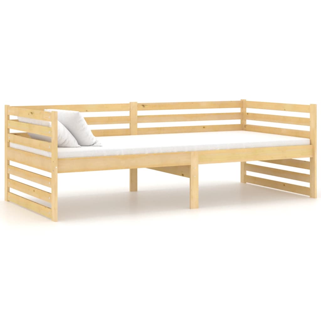 vidaXL Dnevna postelja z vzmetnico 90x200 cm trdna borovina