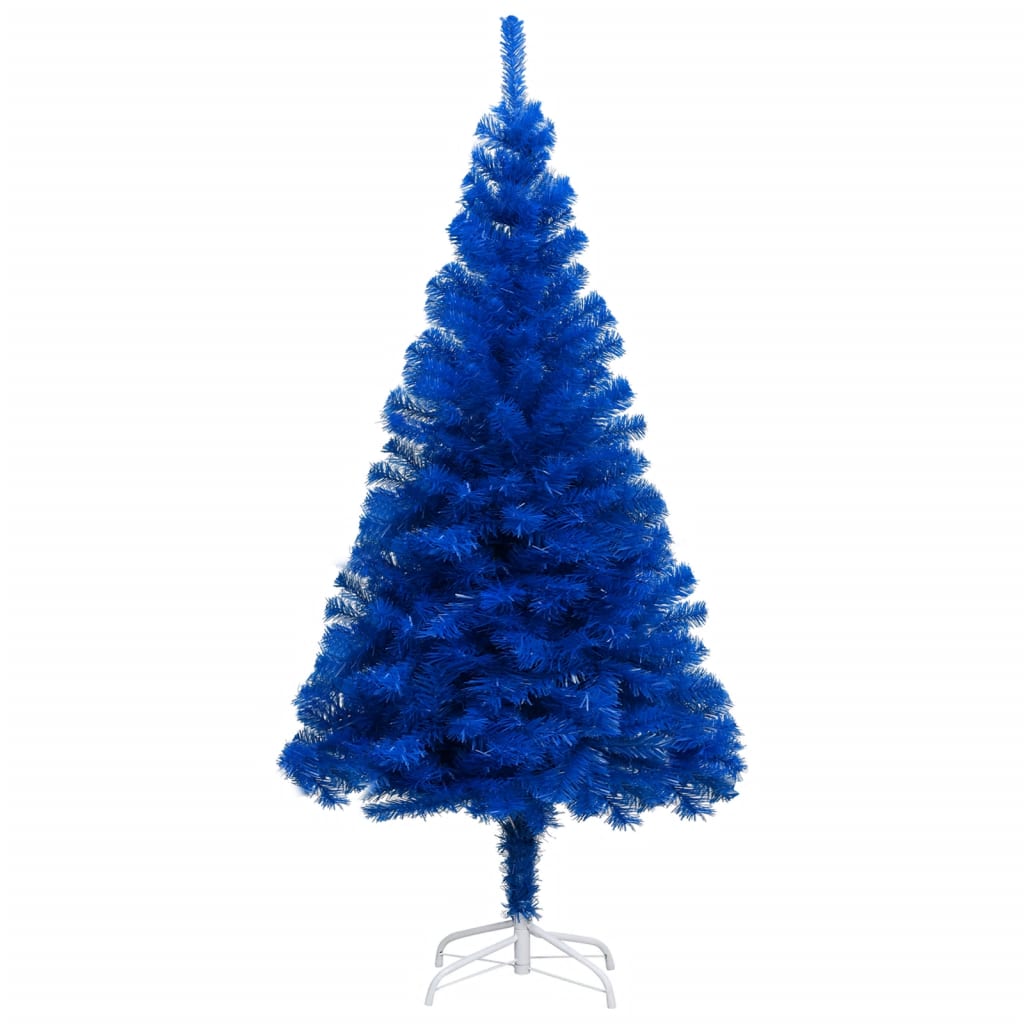 vidaXL Umetna osvetljena novoletna jelka z bunkicami modra 120 cm PVC