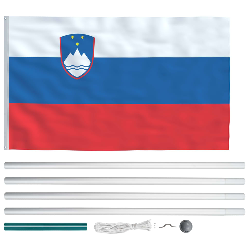 vidaXL Zastava Slovenije in aluminijast zastavni drog 6,2 m