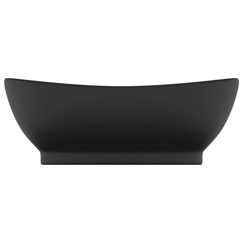 vidaXL Razkošen umivalnik ovalen mat črn 58,5x39 cm keramika